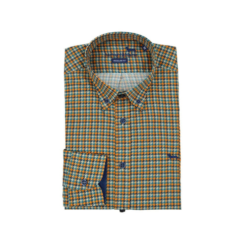 Harmont & Blaine Camicia casual Camicia Uomo con fantasia pied de poule Blu arancio - Francavilla Moda